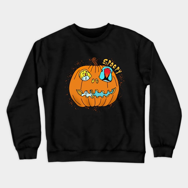 Halloween Blue Indian Ringneck Pumpkin Crewneck Sweatshirt by FandomizedRose